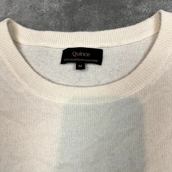 Quince Mongolian Cashmere White Crewneck Sweater Womens M Ivory - Picture 3 of 9